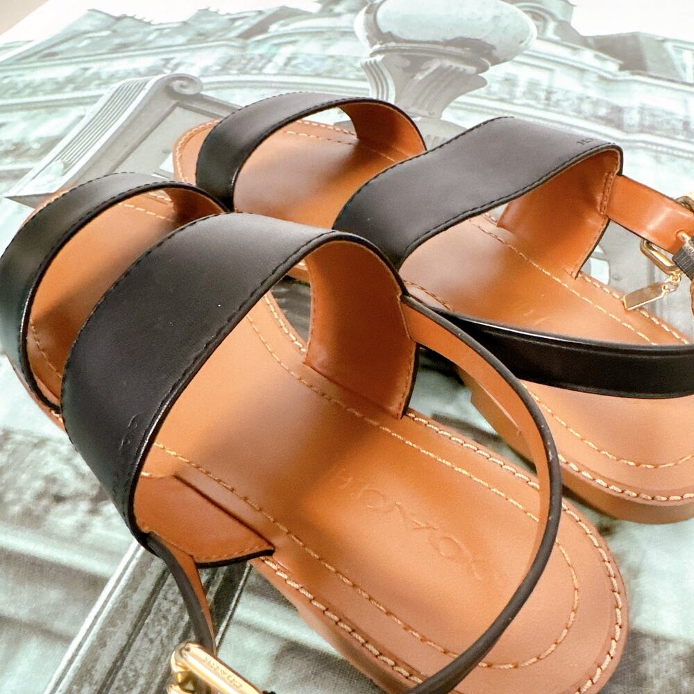 Coach Henny Black Leather Flat Sandals Women's Size 7.5B (G4874) - Picture 6 of 9